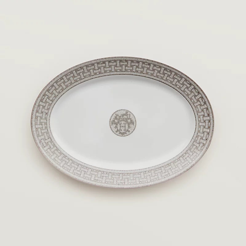 Platou oval din porțelan Silver