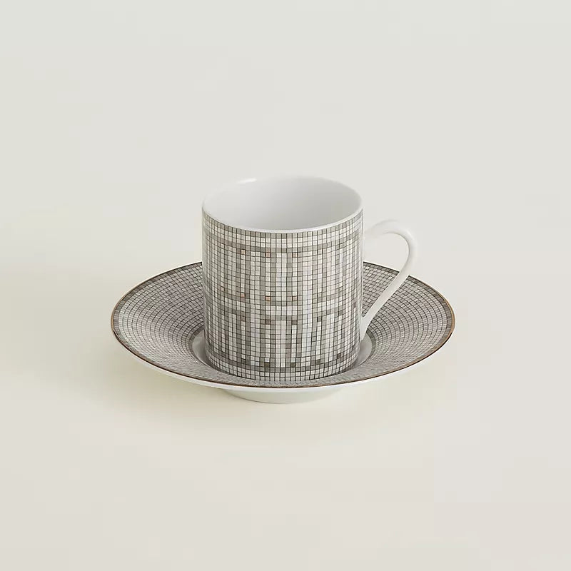 Ceașcă de cafea cu farfurioară din porțelan Silver