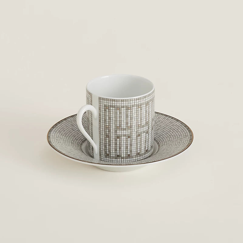 Ceașcă de cafea cu farfurioară din porțelan Silver